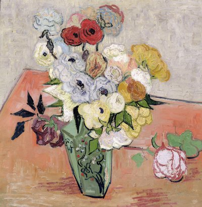 Japans vaas met rozen en anemonen, 1890 door Vincent van Gogh